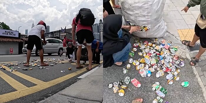 Bantu kutip tin terabur, pelancong dari luar negara dan orang Malaysia dipuji netizen